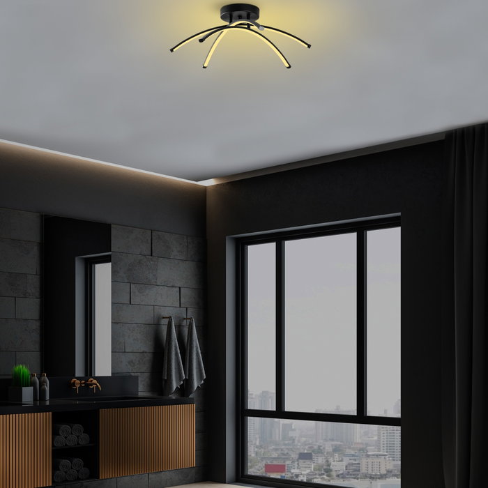 Opviq Lámpara de araña de metal negra con LED de 28W Opviq Lámpara de araña de metal negra con LED de 28W